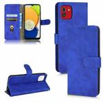 For Samsung Galaxy A03 166mm Skin Feel Magnetic Flip Leather Phone Case(Blue)