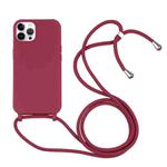 For iPhone 14 Pro Candy Colors TPU Protective Phone Case with Lanyard(Red)