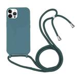 For iPhone 14 Pro Max Candy Colors TPU Protective Phone Case with Lanyard (Dark Green)