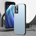 For OPPO Reno7 All-Inclusive Lens Frosted Metal Phone Case(Blue)