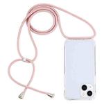 For iPhone 14 Transparent Acrylic Airbag Shockproof Phone Protective Case with Lanyard (Rose Gold)