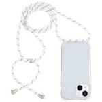 For iPhone 14 Transparent Acrylic Airbag Shockproof Phone Protective Case with Lanyard (White Grey Fine Lines)