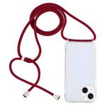 For iPhone 14 Transparent Acrylic Airbag Shockproof Phone Protective Case with Lanyard (Claret)