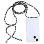 For iPhone 14 Plus Transparent Acrylic Airbag Shockproof Phone Protective Case with Lanyard (Black White Grey)