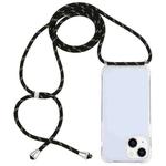 For iPhone 14 Plus Transparent Acrylic Airbag Shockproof Phone Protective Case with Lanyard (Black Gold)