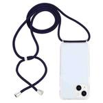 For iPhone 14 Plus Transparent Acrylic Airbag Shockproof Phone Protective Case with Lanyard (Navy Blue)