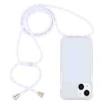 For iPhone 14 Plus Transparent Acrylic Airbag Shockproof Phone Protective Case with Lanyard (White Gold)