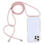 For iPhone 14 Pro Transparent Acrylic Airbag Shockproof Phone Protective Case with Lanyard(Rose Gold)