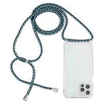 For iPhone 14 Pro Transparent Acrylic Airbag Shockproof Phone Protective Case with Lanyard(Green White Blue)