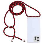 For iPhone 14 Pro Transparent Acrylic Airbag Shockproof Phone Protective Case with Lanyard(Red Black)