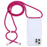 For iPhone 14 Pro Transparent Acrylic Airbag Shockproof Phone Protective Case with Lanyard(Rose Red)