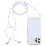 For iPhone 14 Pro Transparent Acrylic Airbag Shockproof Phone Protective Case with Lanyard(White Grey Rough Grain)
