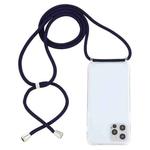 For iPhone 14 Pro Transparent Acrylic Airbag Shockproof Phone Protective Case with Lanyard(Navy Blue)