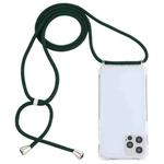 For iPhone 14 Pro Max Transparent Acrylic Airbag Shockproof Phone Protective Case with Lanyard (Dark Green)