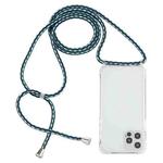 For iPhone 14 Pro Max Transparent Acrylic Airbag Shockproof Phone Protective Case with Lanyard (Green White Blue)