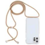 For iPhone 14 Pro Max Transparent Acrylic Airbag Shockproof Phone Protective Case with Lanyard (Camel)