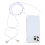 For iPhone 14 Pro Max Transparent Acrylic Airbag Shockproof Phone Protective Case with Lanyard (White Gold)