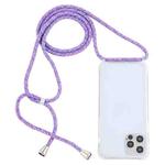 For iPhone 14 Pro Max Transparent Acrylic Airbag Shockproof Phone Protective Case with Lanyard (Purple Rainbow)
