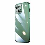 For iPhone 14 Transparent Electroplated PC Phone Case (Dark Green)