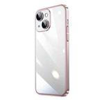 For iPhone 14 Plus Transparent Electroplated PC Phone Case (Pink)