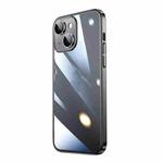 For iPhone 14 Plus Transparent Electroplated PC Phone Case (Black)