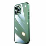 For iPhone 14 Pro Transparent Electroplated PC Phone Case(Dark Green)