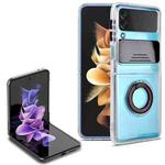 For Samsung Galaxy Z Flip4 Sliding Camera Design TPU Phone Case with Ring Holder(Black)