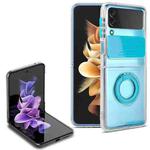 For Samsung Galaxy Z Flip4 Sliding Camera Design TPU Phone Case with Ring Holder(Blue)