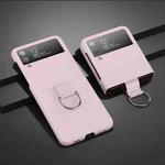 For Samsung Galaxy Z Flip4 Oil-sprayed Feel Ring PC Phone Case(Pink)
