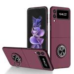 For Samsung Galaxy Z Flip4 Armor Ring Holder Phone Case(Wine Red)