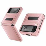 For Samsung Galaxy Z Flip4 Litchi Texture Hinge Holder Phone Case(Pink)