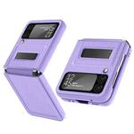 For Samsung Galaxy Z Flip4 Litchi Texture Hinge Holder Phone Case(Purple)