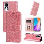 For Infinix Hot 11s NFC Embossed Sunflower Leather Phone Case(Pink)