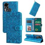 For Infinix Hot 11s Embossed Sunflower Leather Phone Case(Blue)