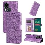 For Infinix Hot 11s Embossed Sunflower Leather Phone Case(Purple)