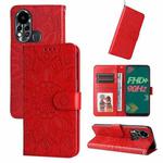 For Infinix Hot 11s Embossed Sunflower Leather Phone Case(Red)