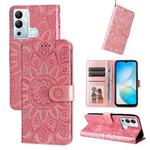 For Infinix Hot 12i Embossed Sunflower Leather Phone Case(Pink)