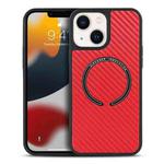 For iPhone 14 Carbon Fiber Texture MagSafe Magnetic Phone Case (Red)