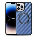 For iPhone 14 Pro Max Carbon Fiber Texture MagSafe Magnetic Phone Case (Blue)