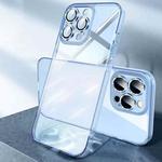 For iPhone 14 Pro Diamond Eagle Eye Anti-Fingerprint Glass Phone Case(Transparent Blue)