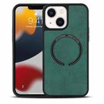 For iPhone 14 Plus Lambskin Texture MagSafe Magnetic Phone Case (Dark Green)