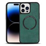 For iPhone 14 Pro Lambskin Texture MagSafe Magnetic Phone Case(Dark Green)