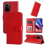 For Xiaomi Redmi K40 / K40 Pro / Xiaomi Poco F1 Embossed Sunflower Leather Phone Case(Red)