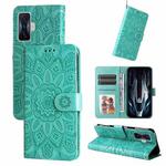 For Xiaomi Redmi K50 Gaming 5G Embossed Sunflower Leather Phone Case(Green)