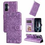 For Xiaomi Redmi K50 Gaming 5G Embossed Sunflower Leather Phone Case(Purple)