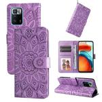For Xiaomi Redmi Note 10 Pro 5G Embossed Sunflower Leather Phone Case(Purple)