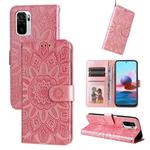 For Xiaomi Redmi Note 10 4G / Note 10S 4G  Embossed Sunflower Leather Phone Case(Pink)