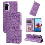 For Xiaomi Redmi Note 10 4G / Note 10S 4G  Embossed Sunflower Leather Phone Case(Purple)