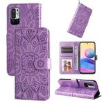 For Xiaomi Redmi Note 10 5G  Embossed Sunflower Leather Phone Case(Purple)