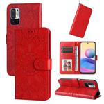 For Xiaomi Redmi Note 10 5G  Embossed Sunflower Leather Phone Case(Red)